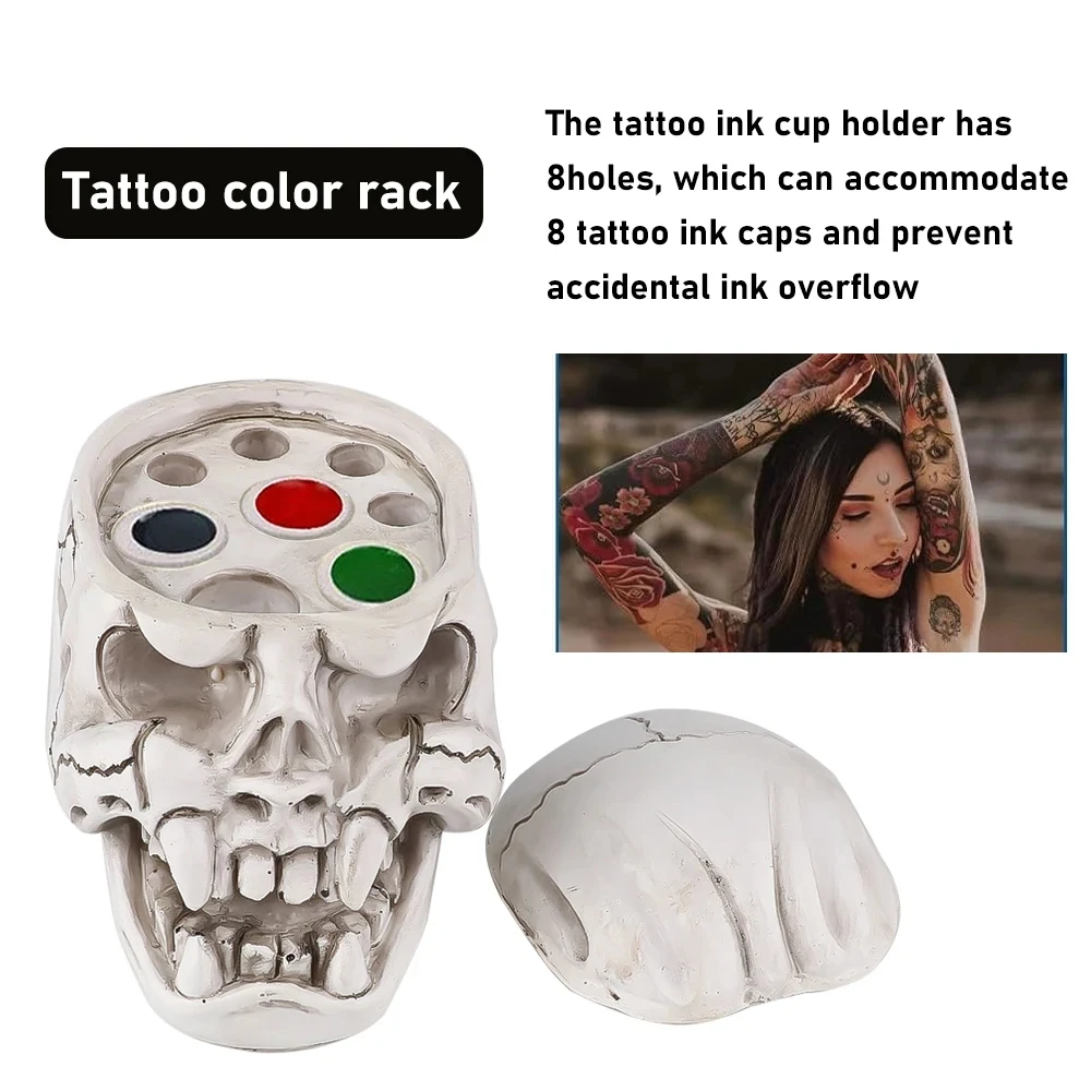 Tattoo Skull Ink Cup Holder Devil Vampire Horror Tattoo Pigment Container Holder Resin Makeup Pen Holder Stand Tattoo Accessory