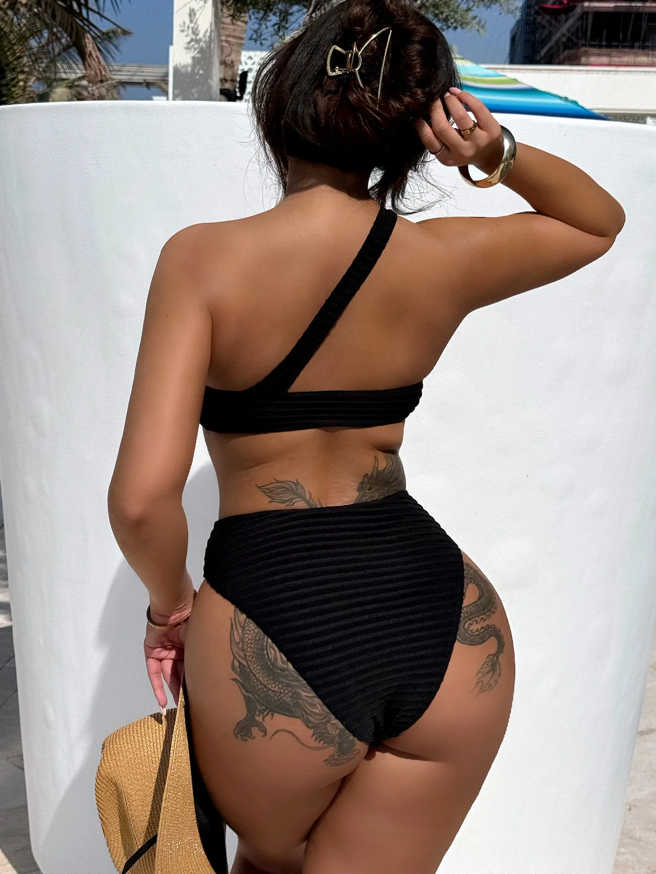 New Sexy Bandeau Bikini Set Push Up Swimwear Women Hollow Out Swimsuit One Shoulder Bikinis Set Beach Thong Bathing Suit Biquini