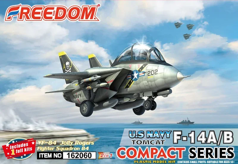 Freedom assembled aircraft model kit F162060 Q-version F-14 male cat A/B VF-84 2IN1