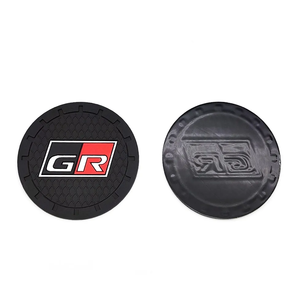 2PCS/LOT 6.6CM Car Anti Slip Mat Coaster Car Water Cup Slot Decorate Accessories Case For Toyota GR Gazoo Racing Auto Styling