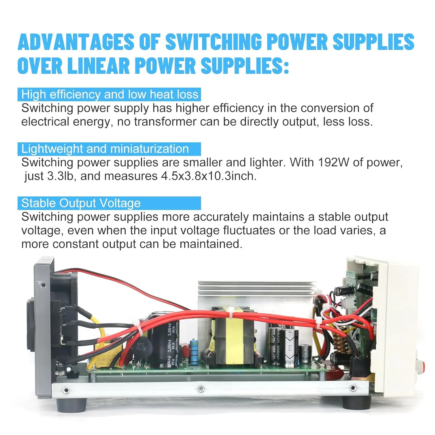 DC-Netzteil, 32 V, 6 A, verstellbare Tisch-Laborversorgung mit 4-stelliger Anzeige, Encoder-Knopf, intelligentem Lüfter, OCP/OVP/OTP