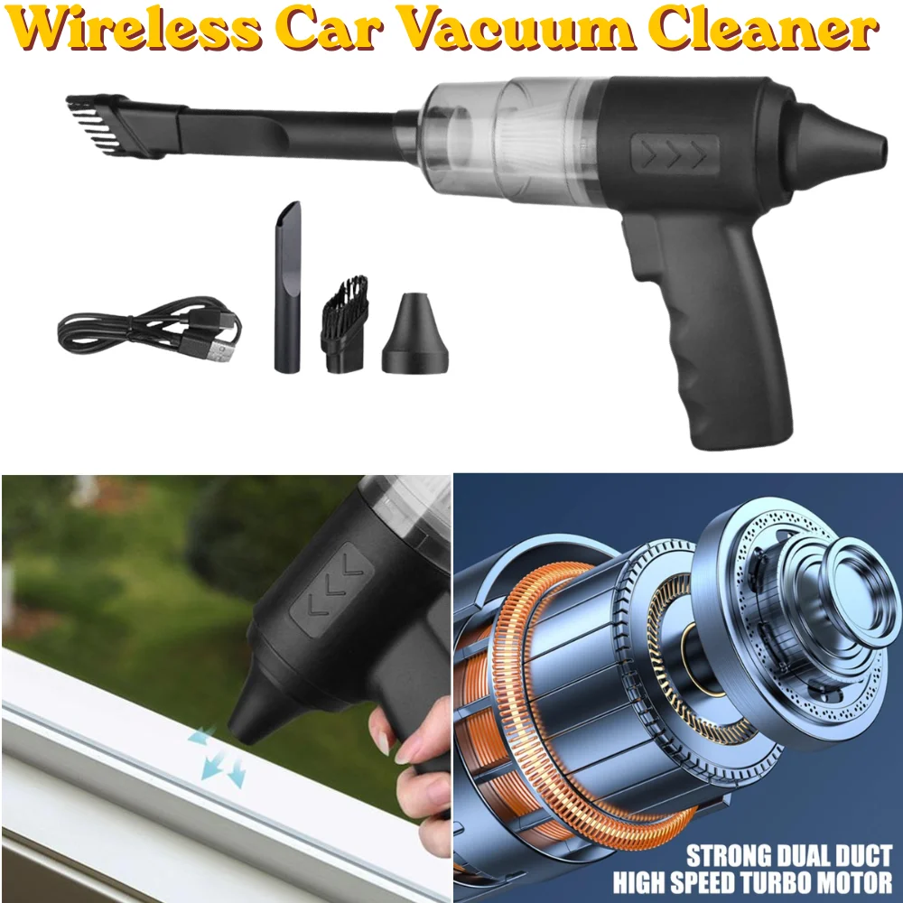 Portable Wireless Handheld Vacuum Cleaner Strong Suction USB Charging Dual Purpose Car Interior Home Dust Cleaning Tool