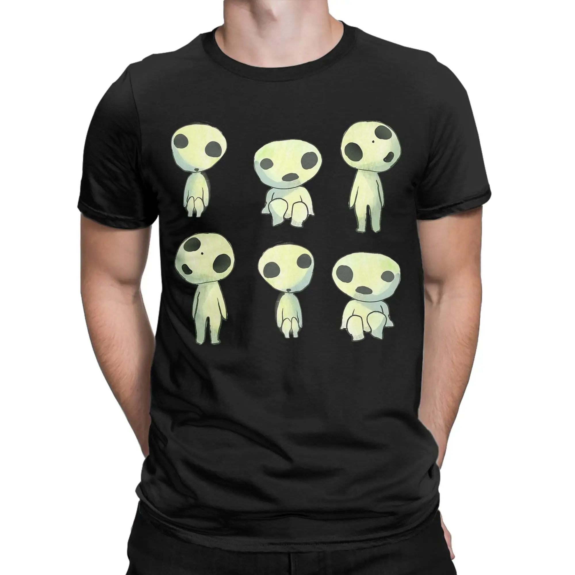 princessed Kodama mononoked T-Shirt Men  Vintage 100% Cotton Tee Shirt Round Neck Short Sleeve T Shirt Unique Clothes