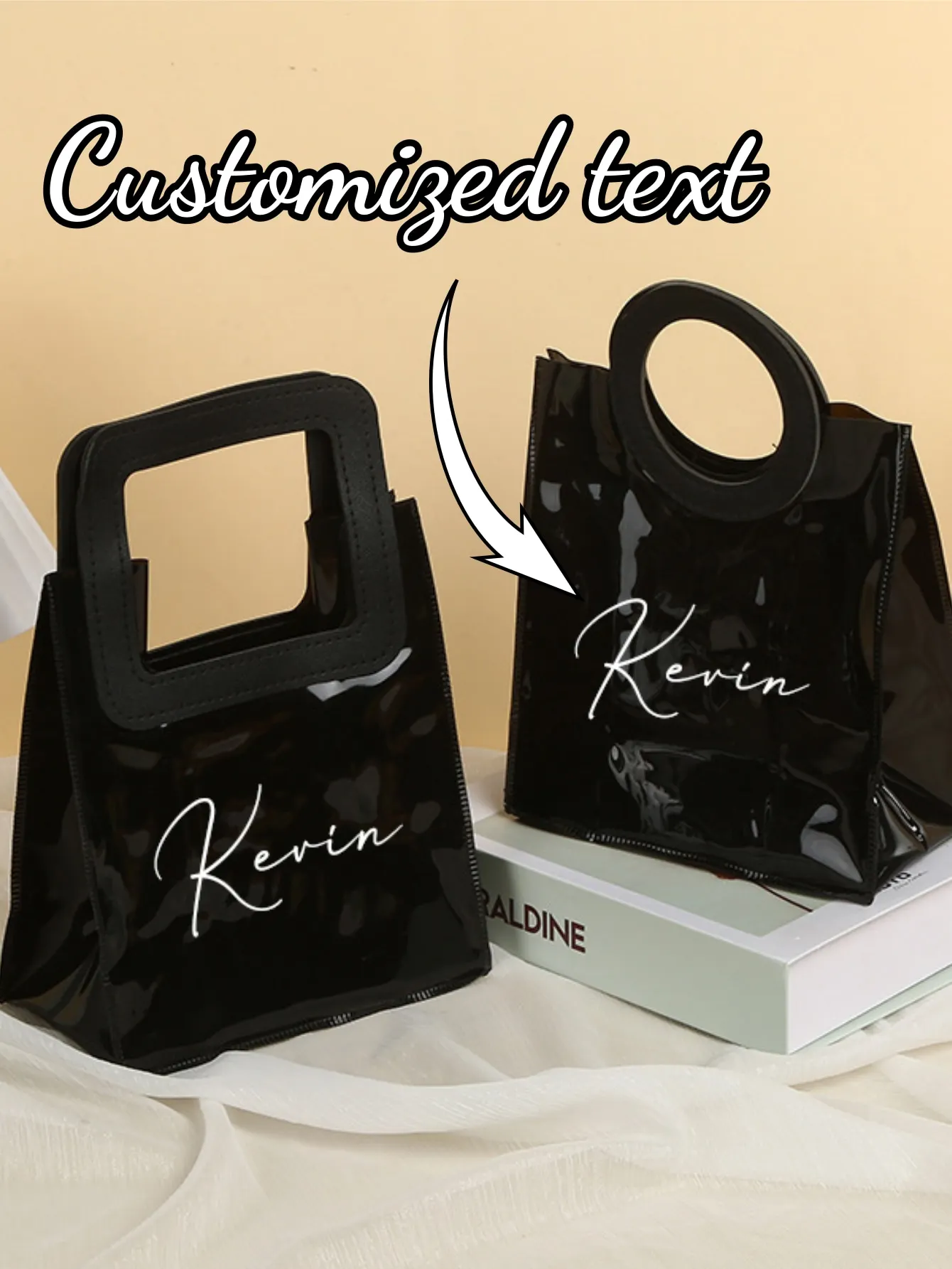 Custom Black Gift Bag Hand Square Shopping Bag Birthday Party Bridesmaid Groomsman High Quality Reusable Wedding Custom Gift Bag image 2