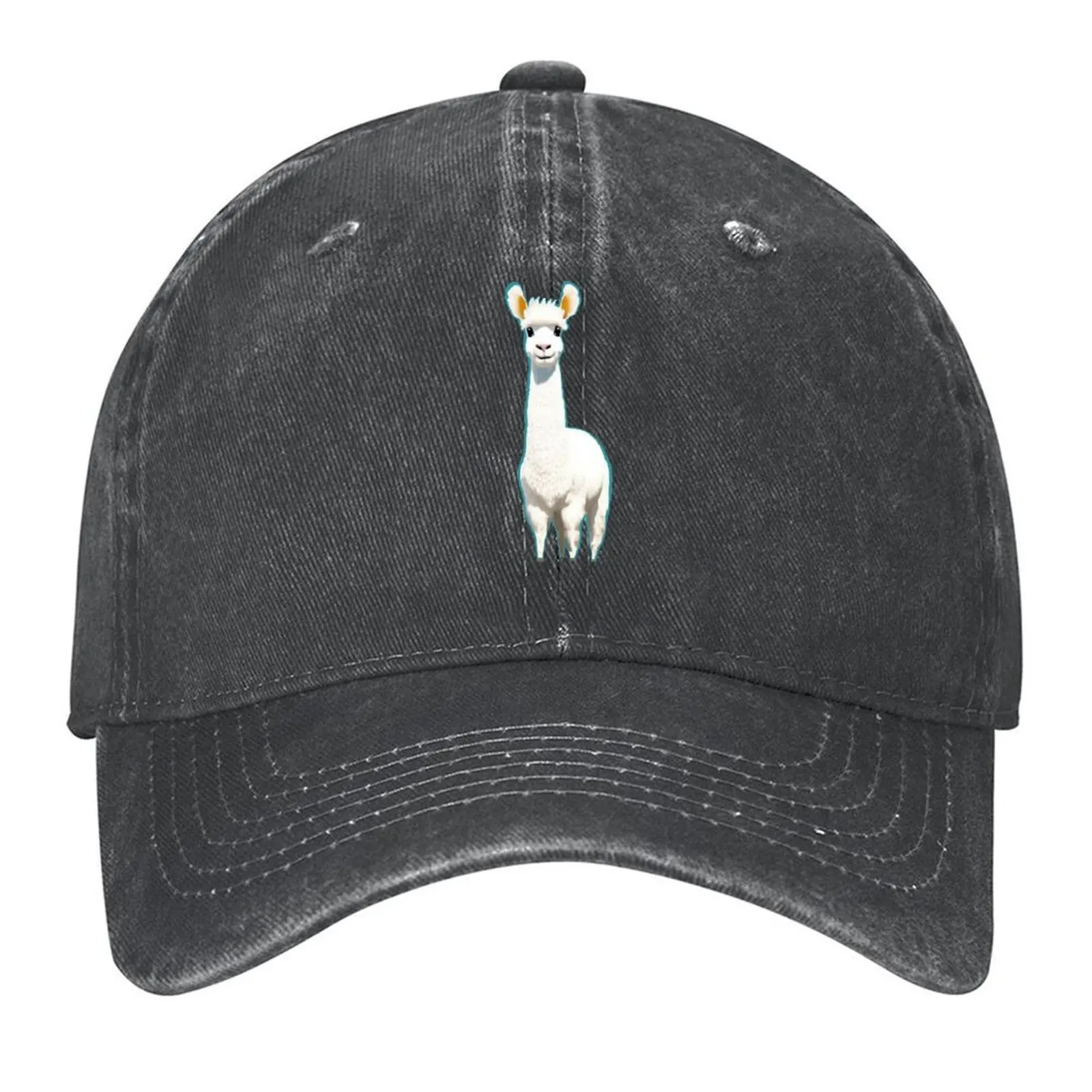 

alpaka lama cute white teal cartoon smiling kawaii animal Baseball Cap custom caps Thermal Visor Beach Bag Mens Tennis Women's
