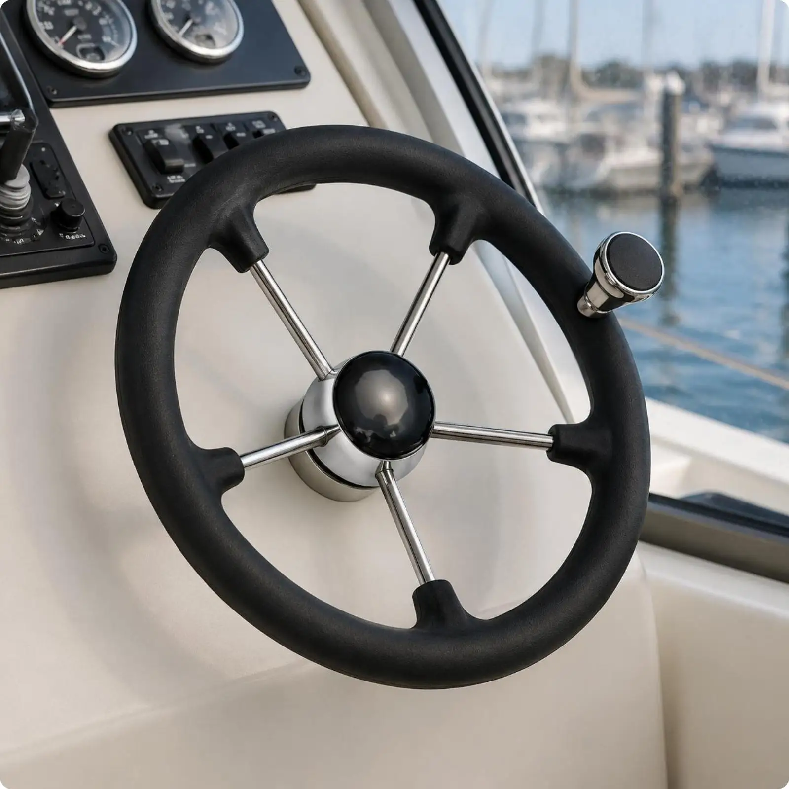 13.5 Inch Stainless Steel Boat Steering Wheel Stainless Steel Marine Steering Wheel for Boating
