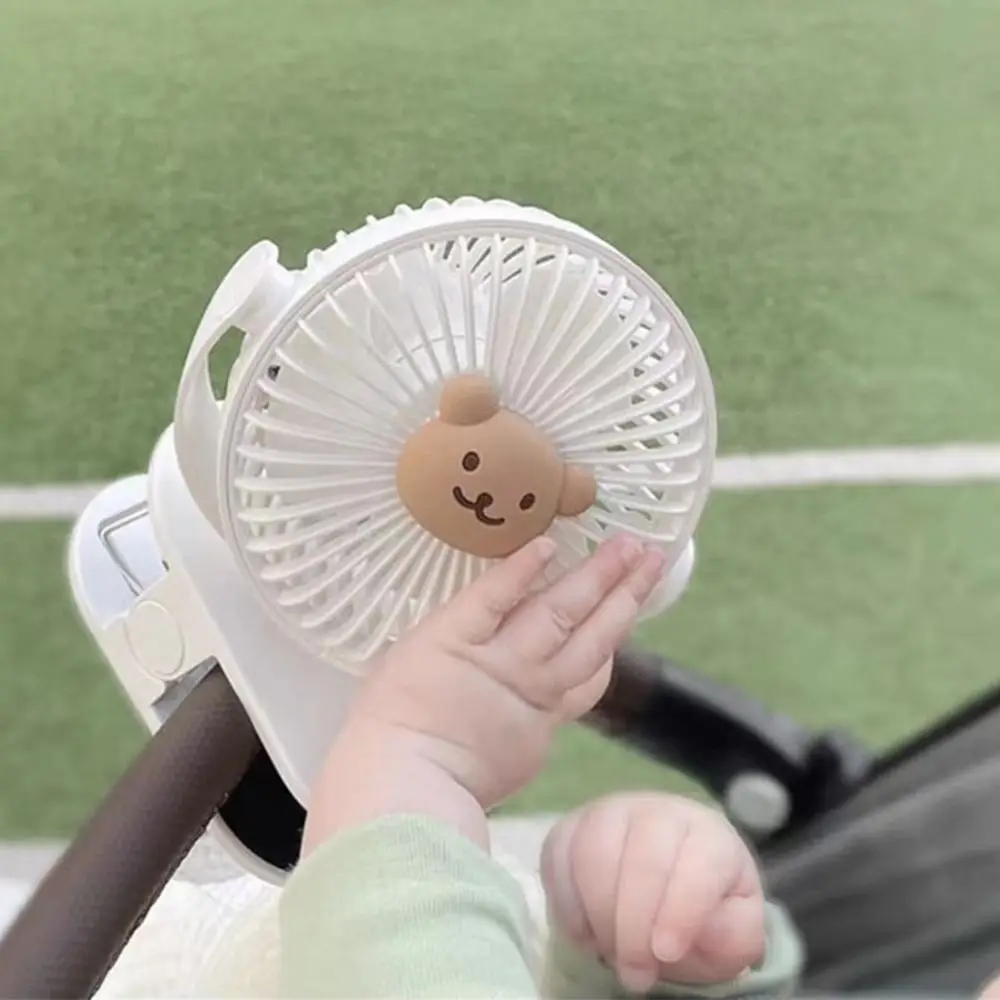 

Mini Cartoon Baby's Cart Fan Portable Cute Bear Rabbit Baby Stroller Fan 3 Fan-blades USB Rechargeable Private Desk Fan Car Seat