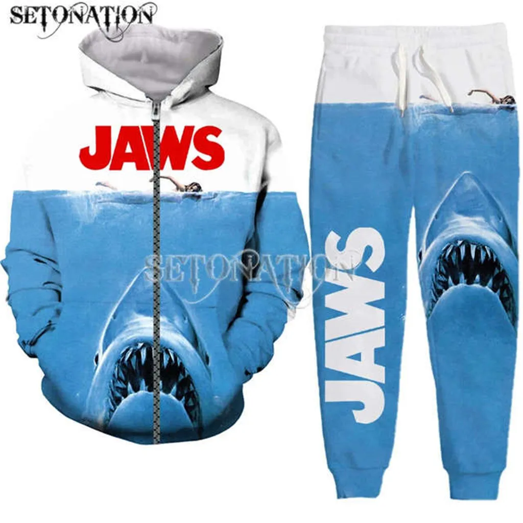 Mandíbulas-Filme homens/mulheres Nova moda cool 3D impressão moda hoodies/camisola/calças/Tricô dropshipping