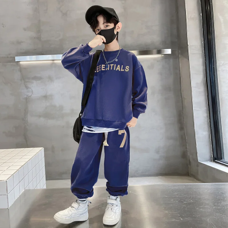 

2024 New Boys Autumn Clothing Suit Teenage Boys Clothes Letter Print 4-14 Year Boys Tracksuit Set Children Sweatshirts and Pants