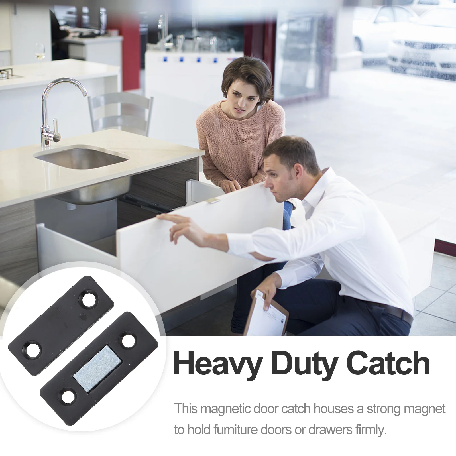 

4Sets Door Catch Cabinet Door Latch Invisible Magnetic Sliding Closet Furniture Replacement Sticky Catch Durable Iron