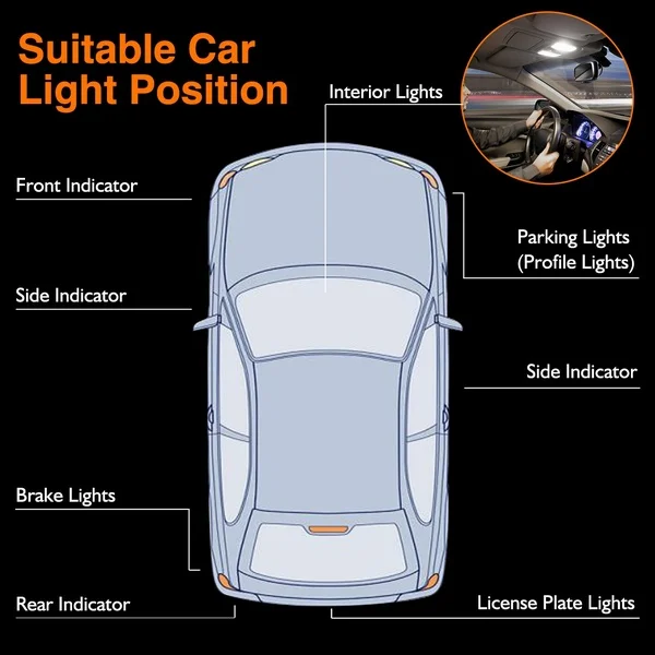 Светодиодная лампа Canbus 3030 Smd для парковки автомобиля, 4 раза, яркость T10, цвет белый, 6000K