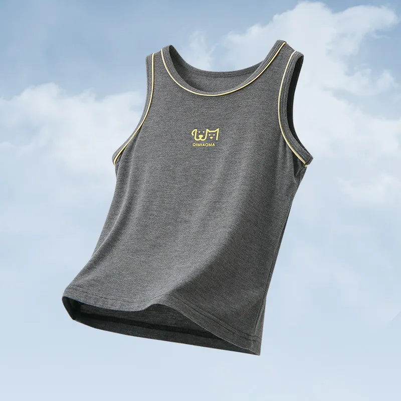 2026 Summer Spring Modal Sleeveless Vest For Boys Soft Lightweight Comfortable Big Kids Casual Basic Tops Home Wear