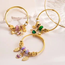 European and American DIY Beaded Bracelet Angel Wings Love Bracelet Stainless Steel Adjustable Owl Pendant Best Friend Bracelet