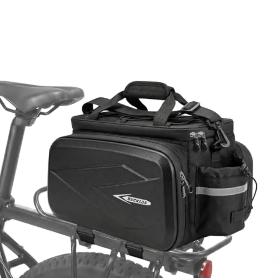 

Bike Rack Bag, 19L Hard Shell Waterproof Bicycle Trunk Pannier, PU+EVA+Jacquard Nylon Ebike Rear Saddle Bag with Reflector, Rai