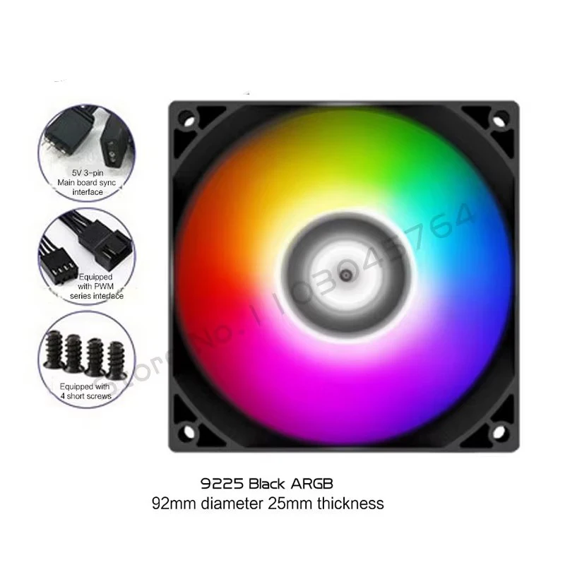 PC Cabinet RGB Fan 9cm Ultra-Thin 9215 9225 15mm 25mm Slim ITX Case Cooler Fans 5V 3Pin ARGB+ 4Pin PWM Control Black White - view 4