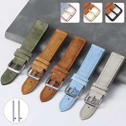 18mm 19mm 20mm 22mm 24mm Soft Suede Leather Watchband Steel Pin Buckle Wristband Blue Brown Green Watch Strap Quick Release Belt