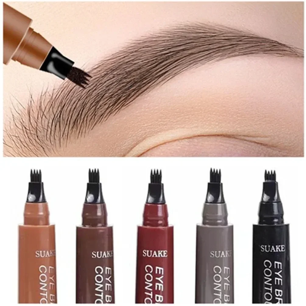 ดินสอเขียนคิ้ว 4 จุด Maquillajes Para Mujer กันน้ํา Liquid Eyebrow ปากกาแต่งหน้าเครื่องสําอางติดทนนาน Microblade Brow Pencil