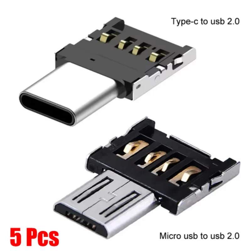 

1-5Pcs OTG Micro USB Type C Adapter USB-C Male To USB 2.0 Female Data Connector For Macbook Samsung Xiaomi Huawei Android Phone