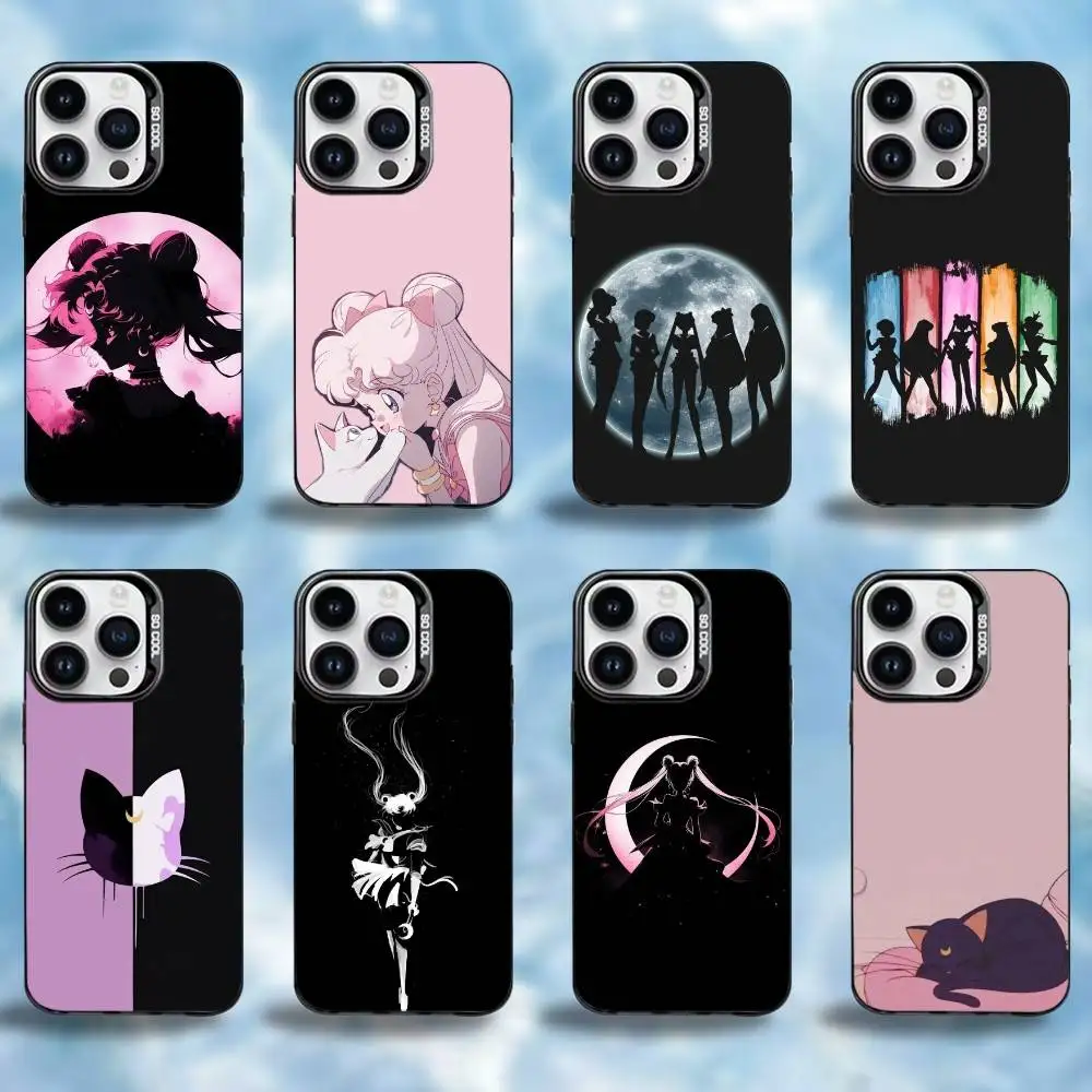 

S-Sailor moon Phone Case For iPhone17,16,15,14,13,12,Pro Max Black Colorful Phone case