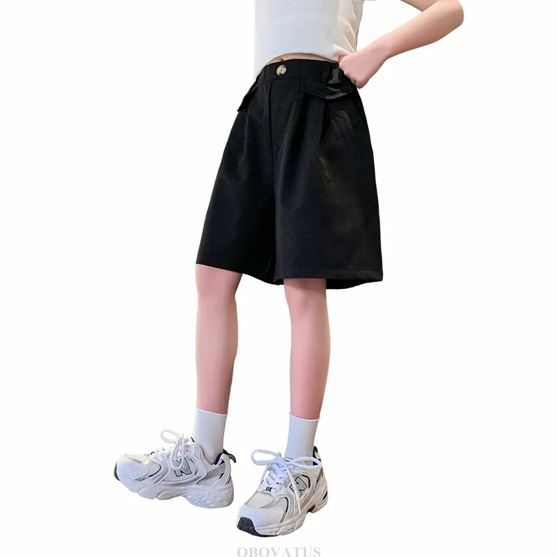 Elegant Children Black Color Formal Shorts For Girls New Design Blazer Style Summer Shorts For Kids Age 5 7 9 11 13 14 Years Old