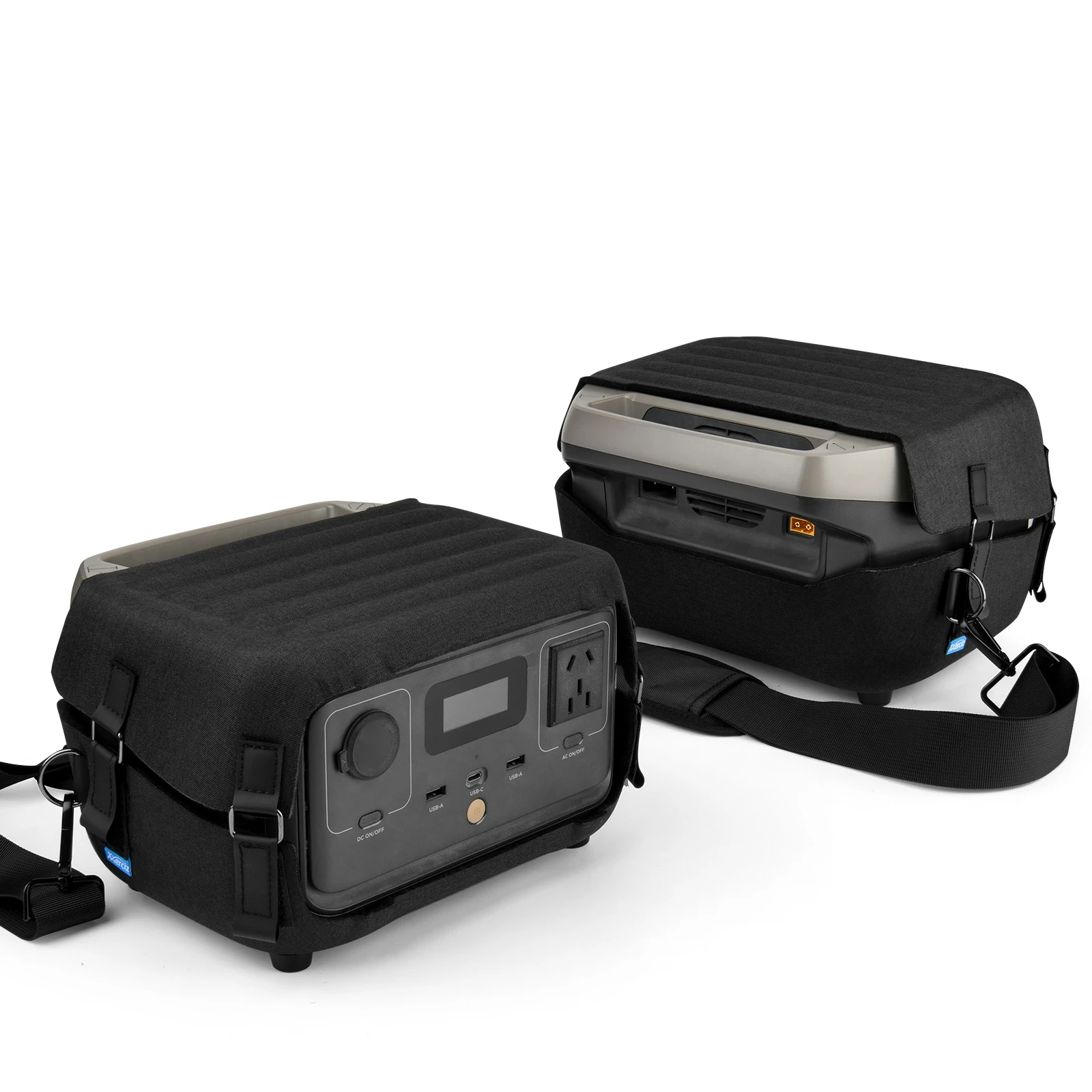 para EcoFlow River 2 Capa protetora com alça de ombro Bolsa organizadora de alto-falante preta