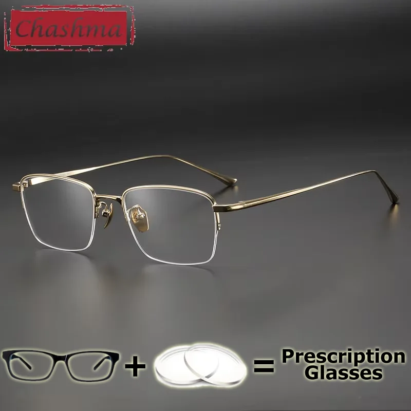 Chashma Prescription Glasses Men Semi Eyeglasses Frames Photochromic Myopia Pure Titanium Optical Lenses with Recipe Spectacles