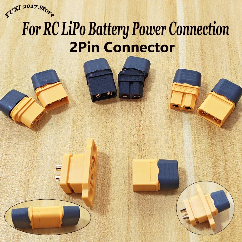 2Pin Gold Plated Power Connector Plug Kit Male Female High Current Adapter For RC LiPo Battery Drone Car Model