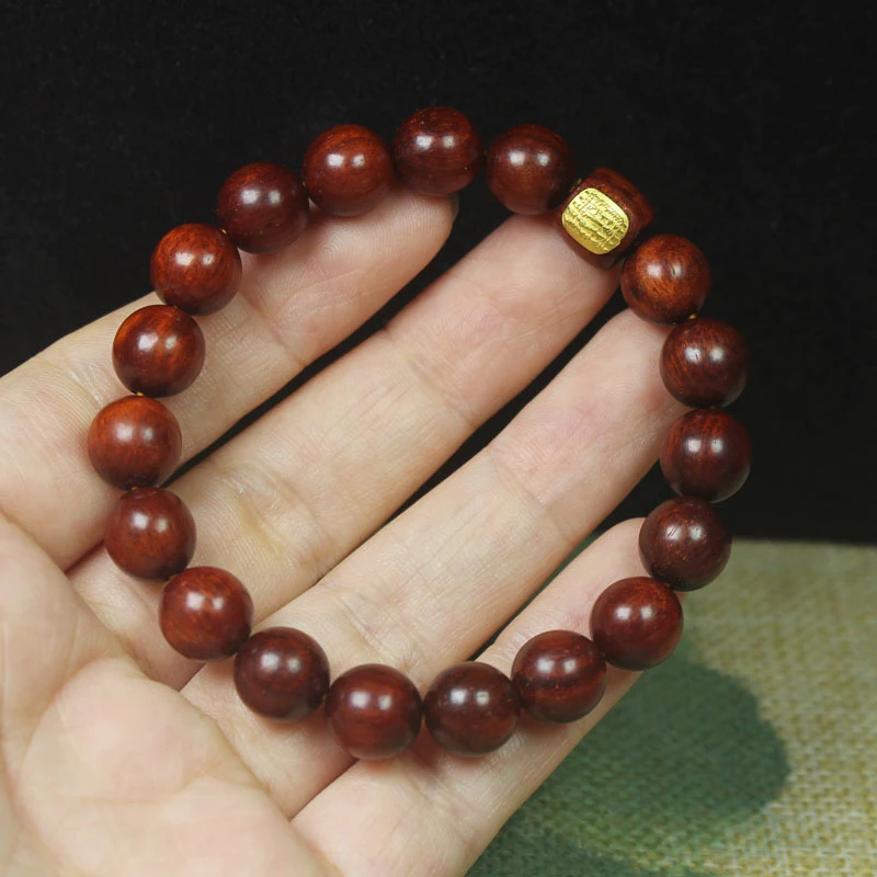 

Zambian Purple Sandalwood 10mm Bracelet with Five Sutras, Unisex Buddhist Prayer Beads and Jewelry