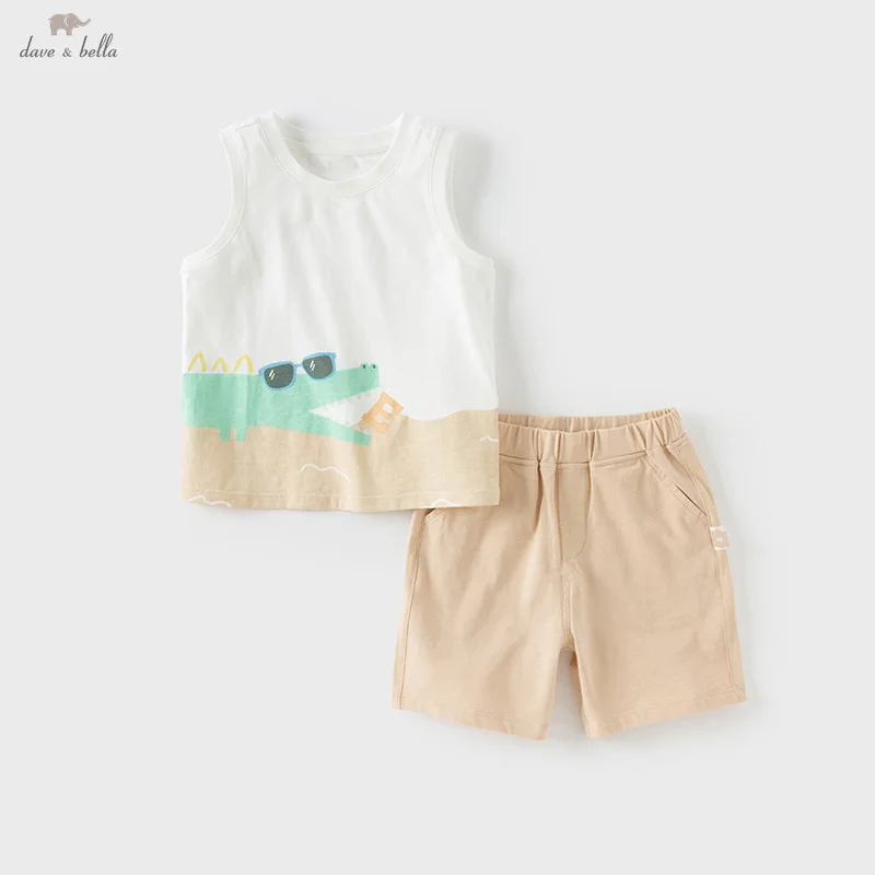 

Костюм-двойка для мальчика Dave Bella, летний детский комплект одежды без рукавов с принтом, шорты, комплект из двух предметов с детским принтом DB2251368