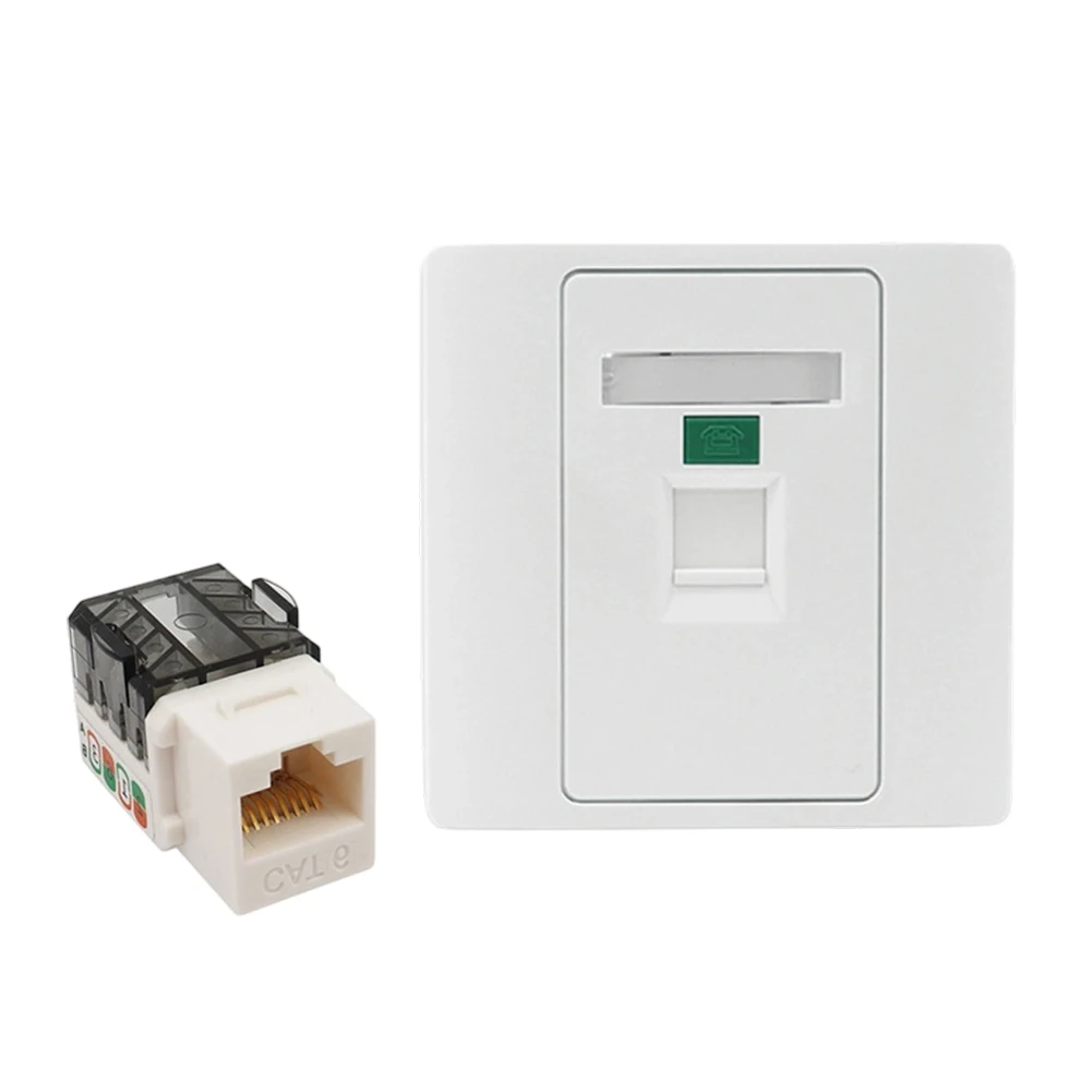 Ethernet Wall Plate Network Info Panel Flame Retardant Material 90-degree Cat6a Module Reliable Network Connectivity Solution