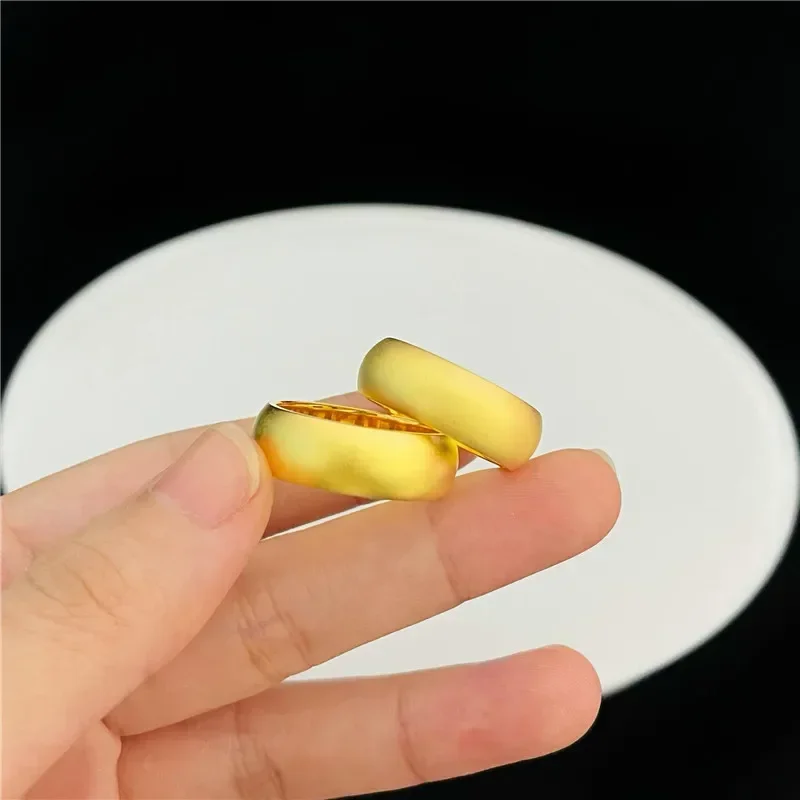 NovaGlod 9999 24K real gold jewelry face matte closed mouth inheritance ring semicolon closed mouth strip ring men and women wid view 3