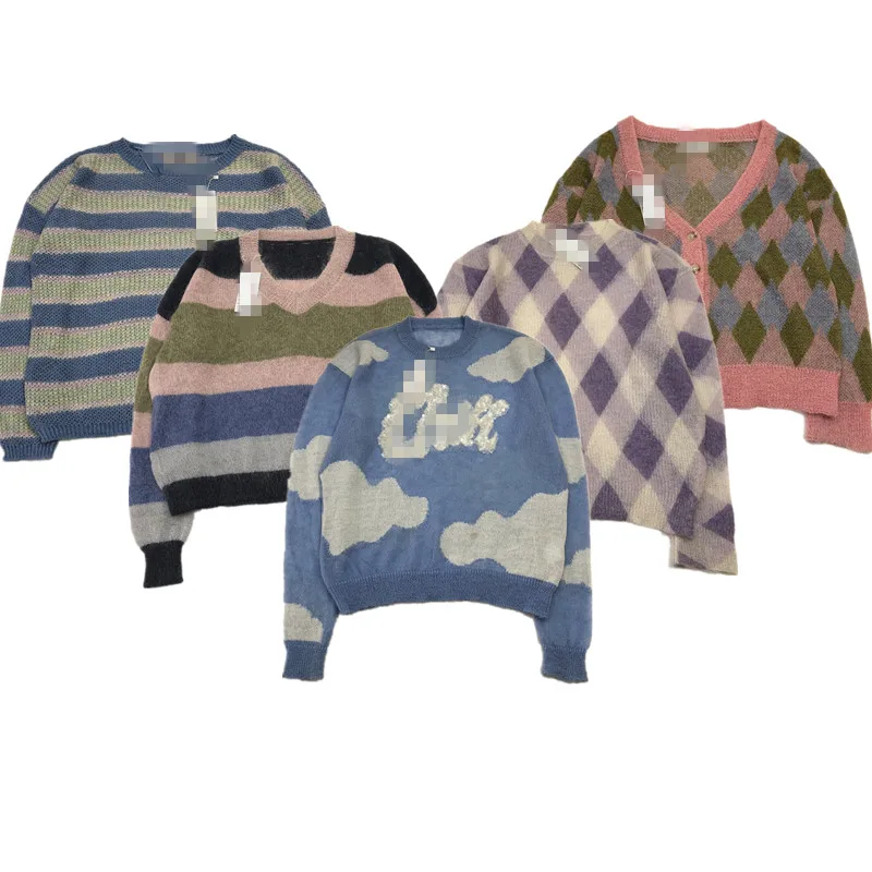 

Винтажный осенне-зимний вязаный свитер, шелковая верхняя одежда ярких цветов, женский модный топ