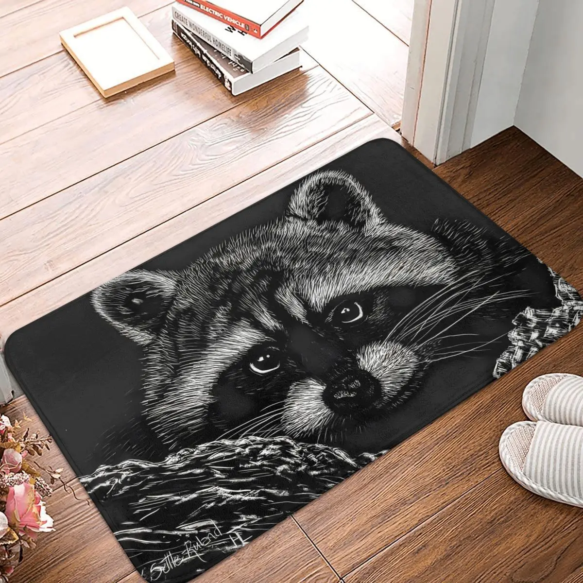 Raccoon Bath Mat Wildlife Bathroom Accessories Kitchen Shower Door Anti Slip Protective Foot Mat Non Slip Printed Toilet Mat