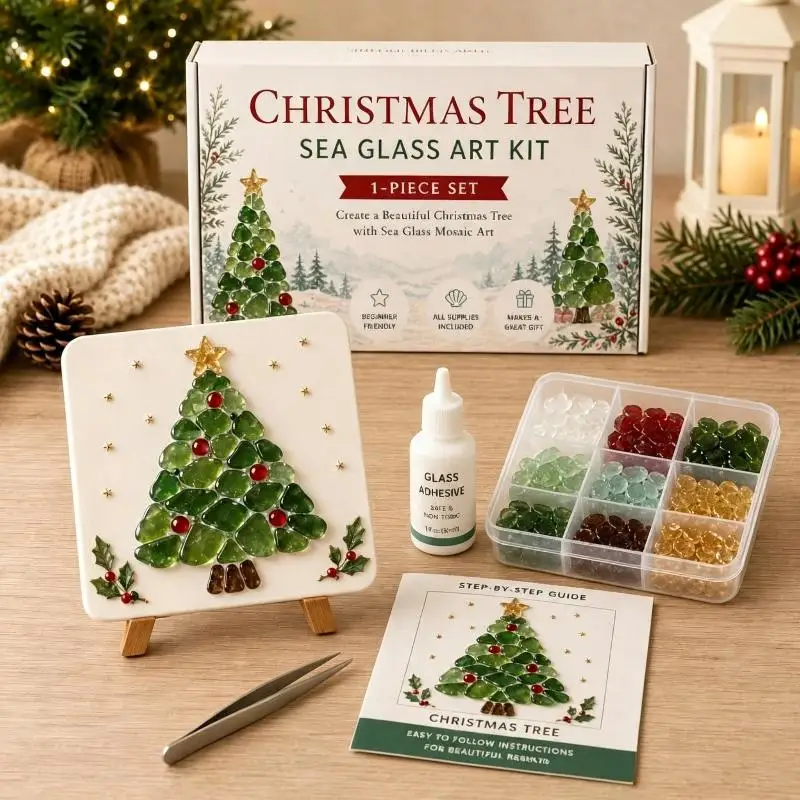 1 Set DIY Ocean Themed Sea Glass Mosaic Art Kit With Vivid Animal Patterns Complete Supplies For Family Craft Home Decor