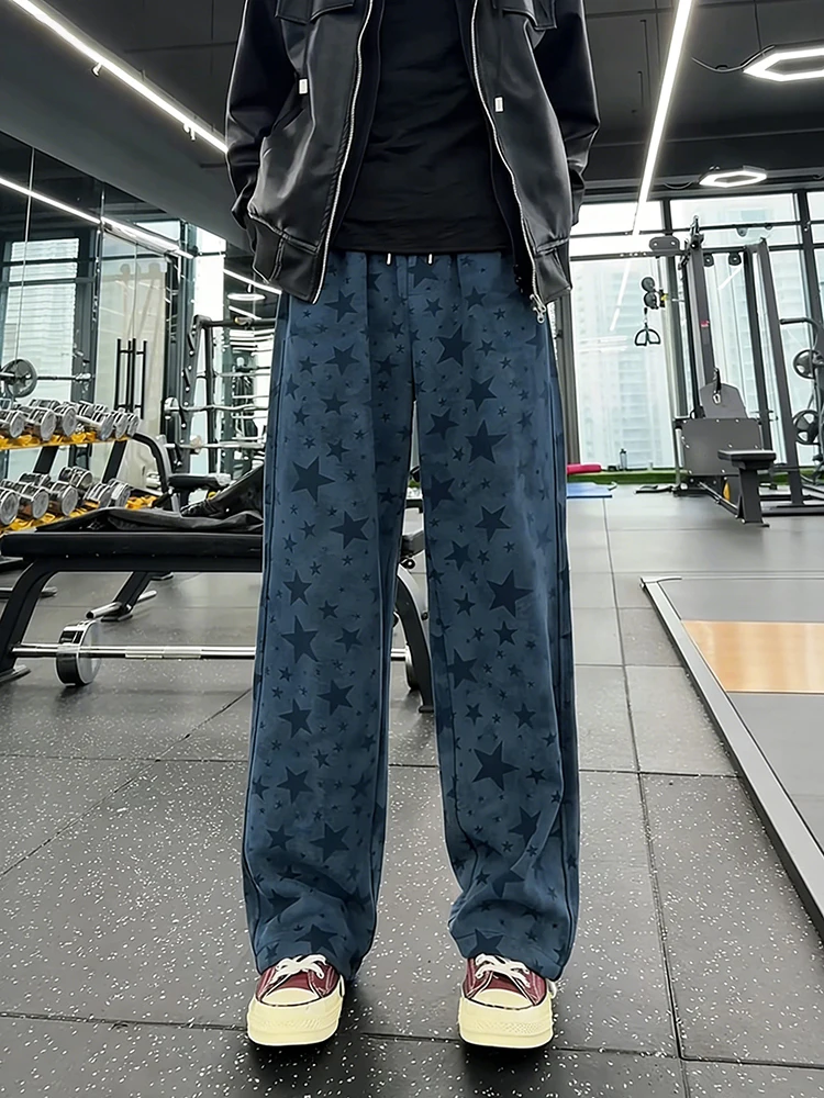 

American High Street Star Men's Spring Design Loose Casual Pants Straight Leg Bell Bot for Teenagers Casual Faionable