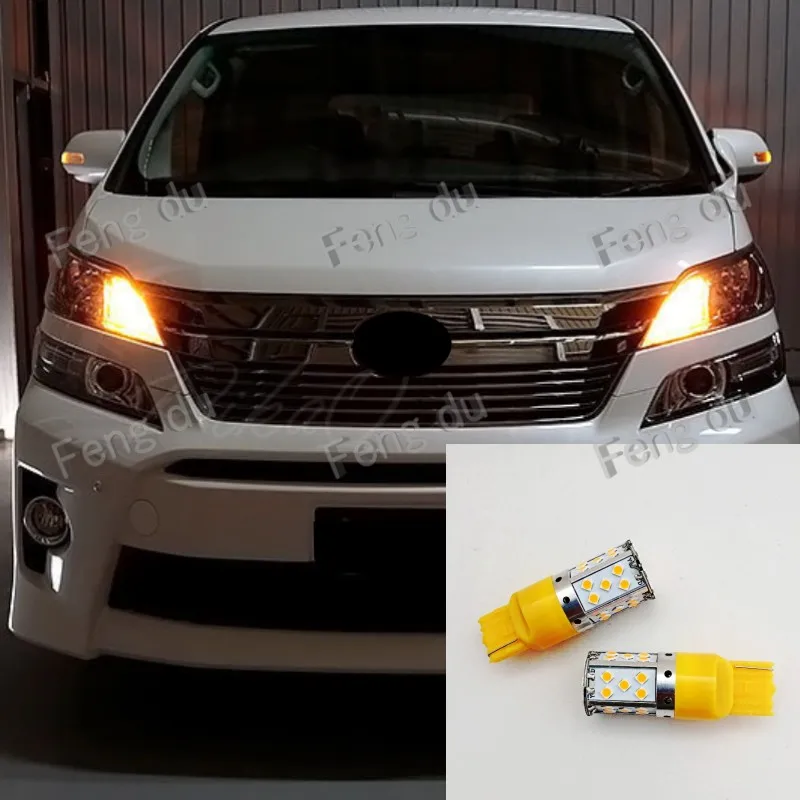 2pcs For Toyota ALPHARD VELLFIRE 10 20 30 Series LED T20 7440 Car Turn Signal Before and after Signal Light  Amber Yellow Bulb