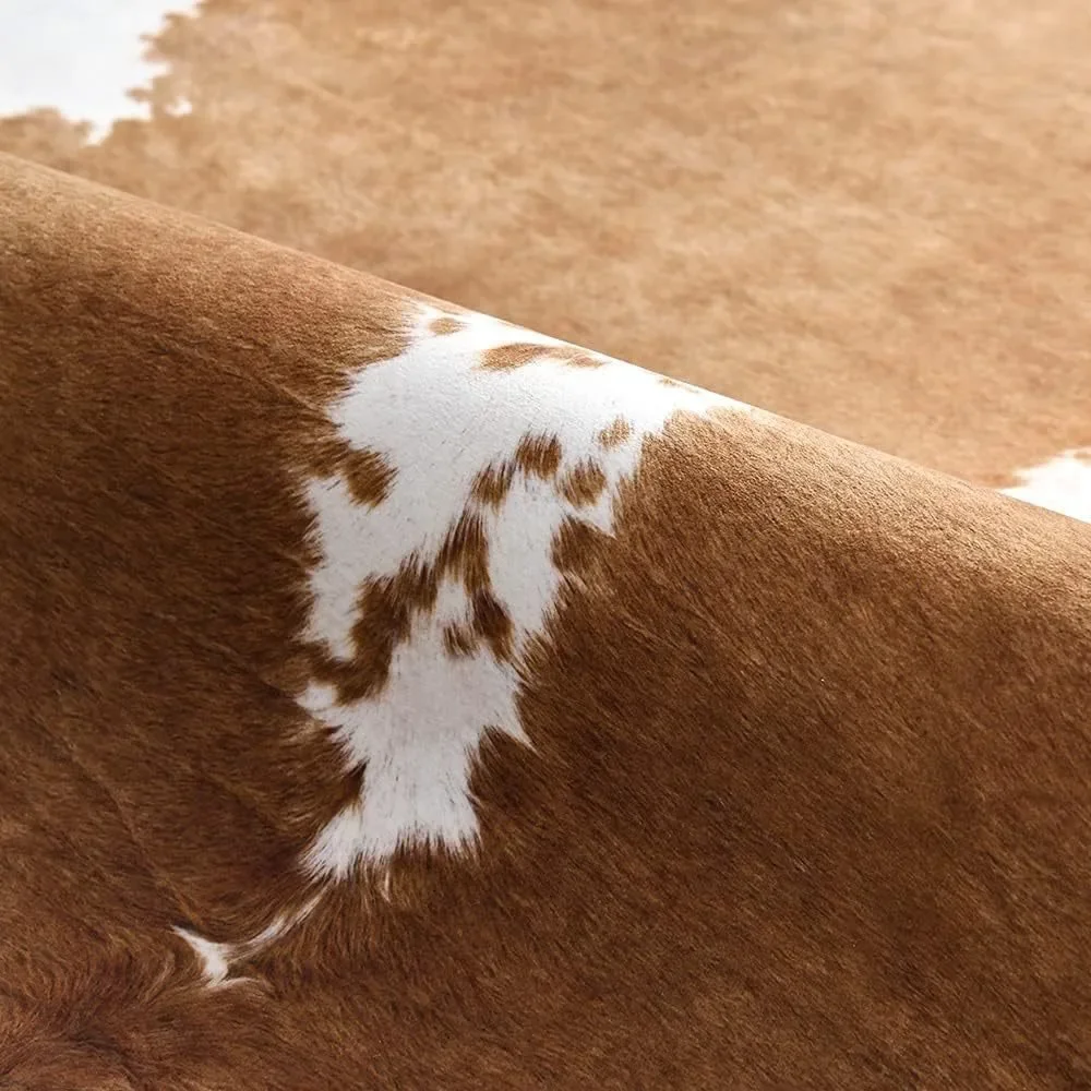 Premium Cow Print Faux Hide Rug Durable Carpet for Living Room Bedroom Imitation Cowhide Rug  Zebra Skin Pattern Home Decoration