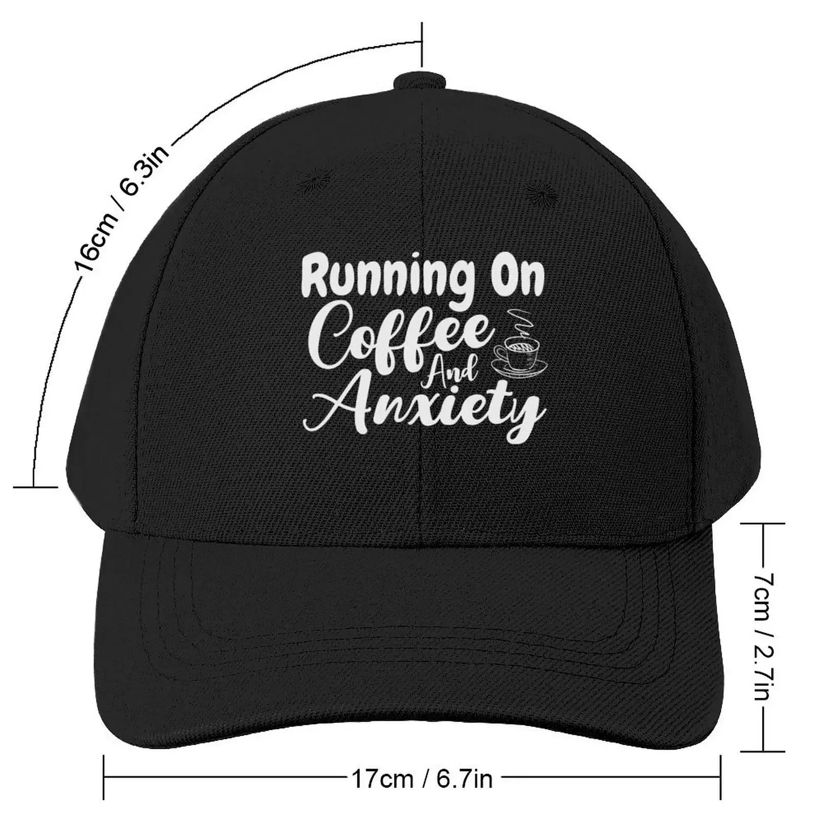 Running On Coffee And Anxiety | Saying Baseball Cap Designer Hat Horse Hat Women's Beach Men's