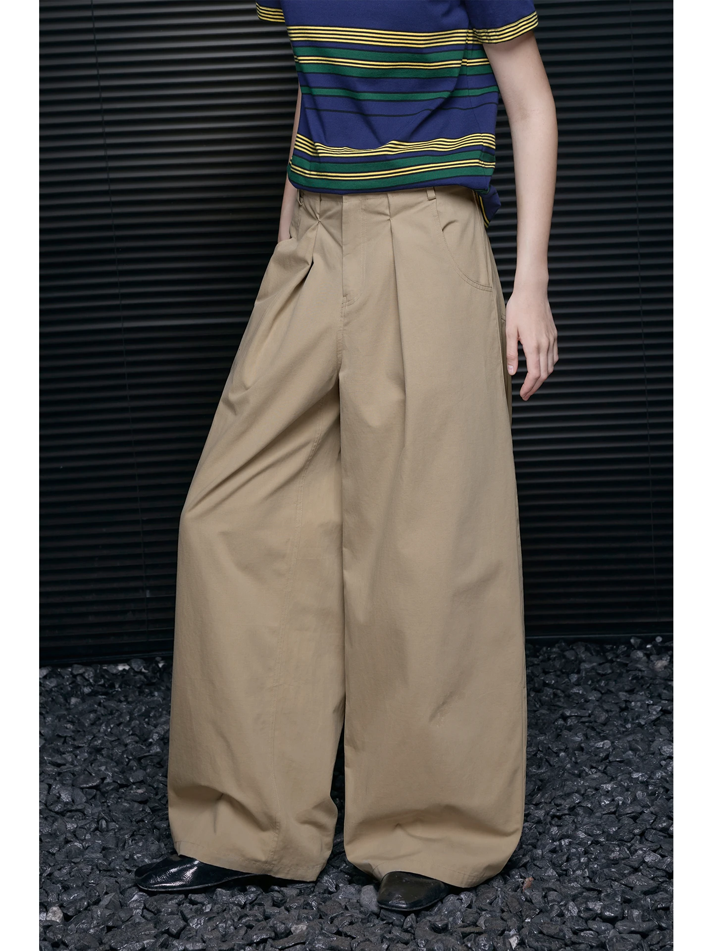 

High Waist Straight Leg Wide Leg Pants Women's Loose Silhouette Casual Vintage Feel Spring 2026 Street Sle Cotton Linen Blend