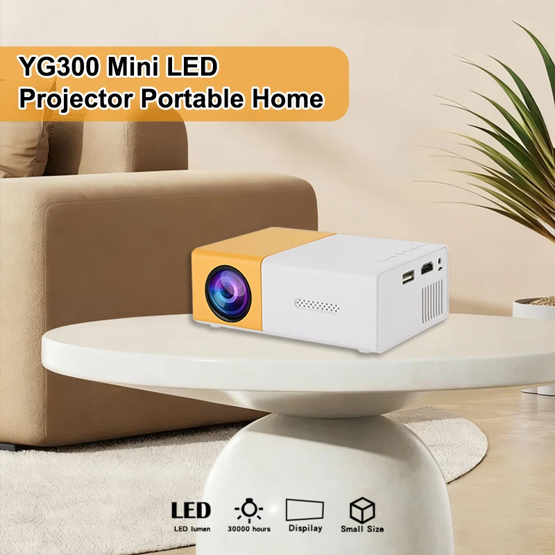 

YG300 projector, mini projector, home projector, easy to carry, high-definition projector, Christmas gift for friends and family