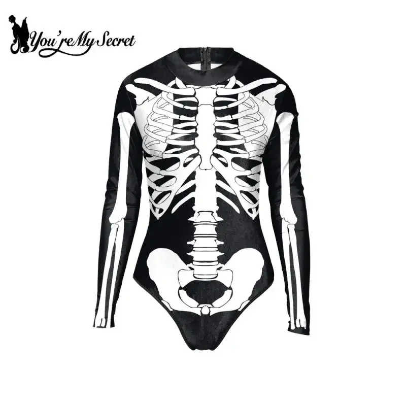 HN8 [Sei il mio segreto] Costume da scheletro spaventoso per adulti Halloween Cosplay Party Pagliaccetti Giorno dei morti Zentai Tuta Party Su8...Gf