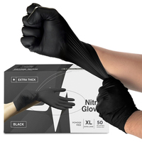 Black Nitrile Disposable Gloves 20/100Count 4Mil Latex Free Textured Cleaning Gloves for Industrial Mechanic Tattoo Automotive