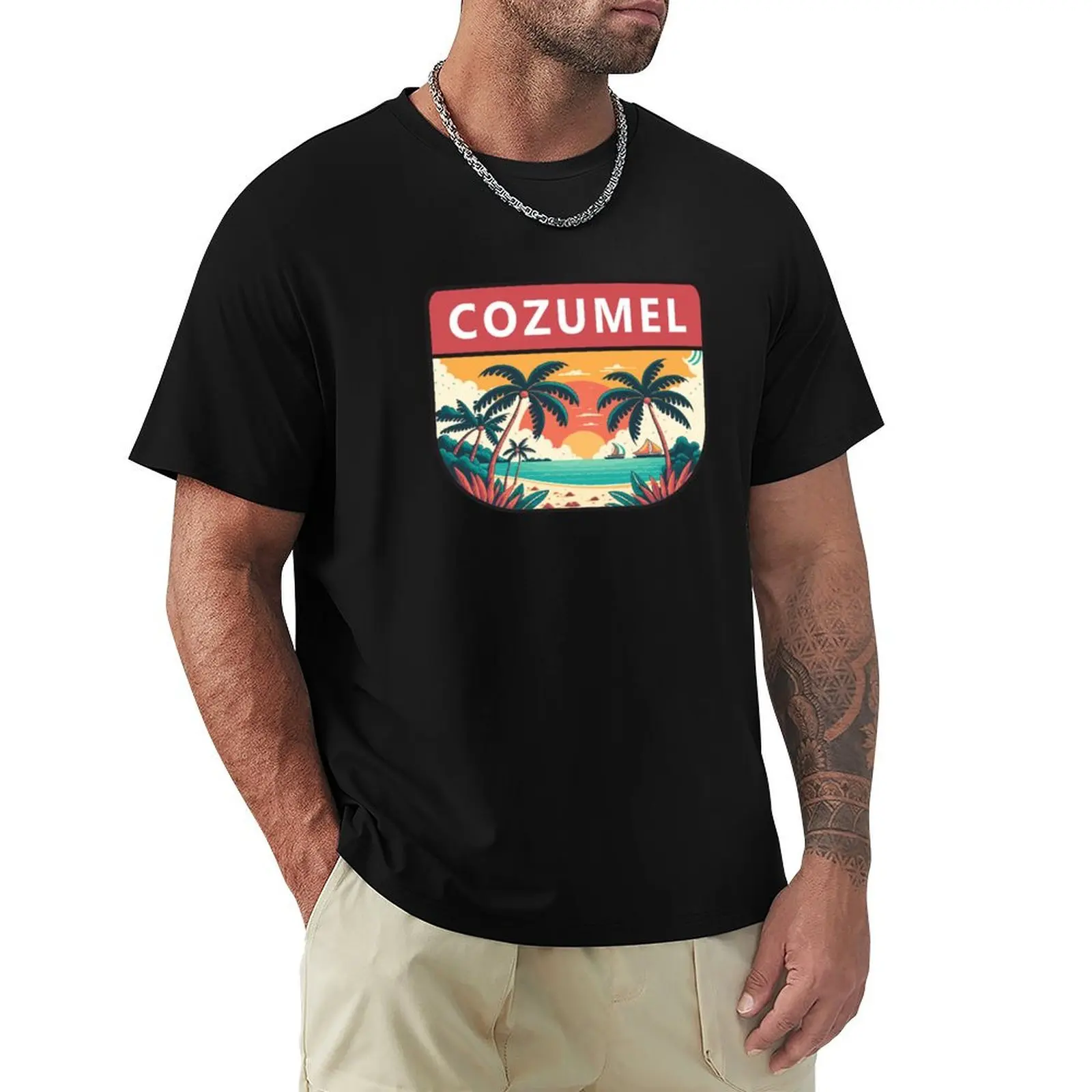 

Cozumel Mexico Retro Emblem T-Shirt cute clothes T-shirts man plus size tops cotton t shirt men