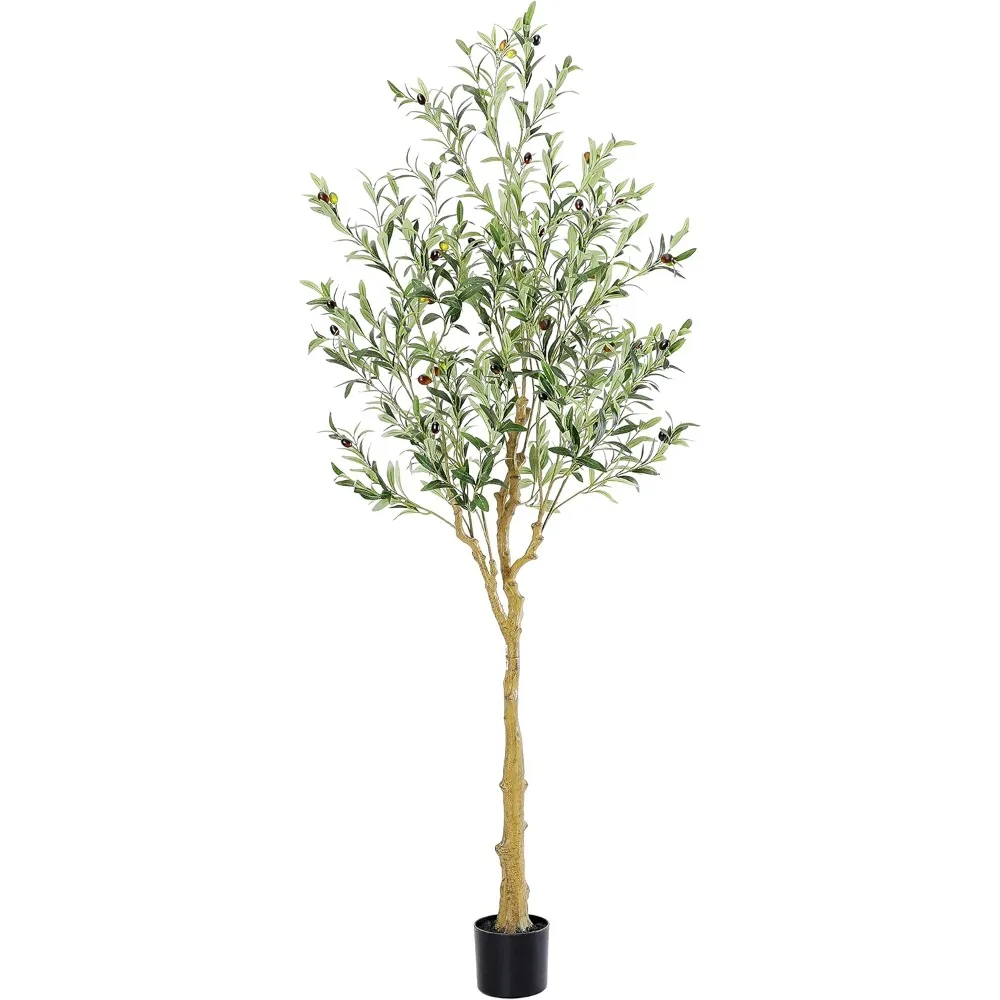 

6 Ft (72 in) Tall Faux Olive Tree,Realistic Texture Potted Silk ,Fake Olive Trees Indoor Outdoor for Office Living Room Decor