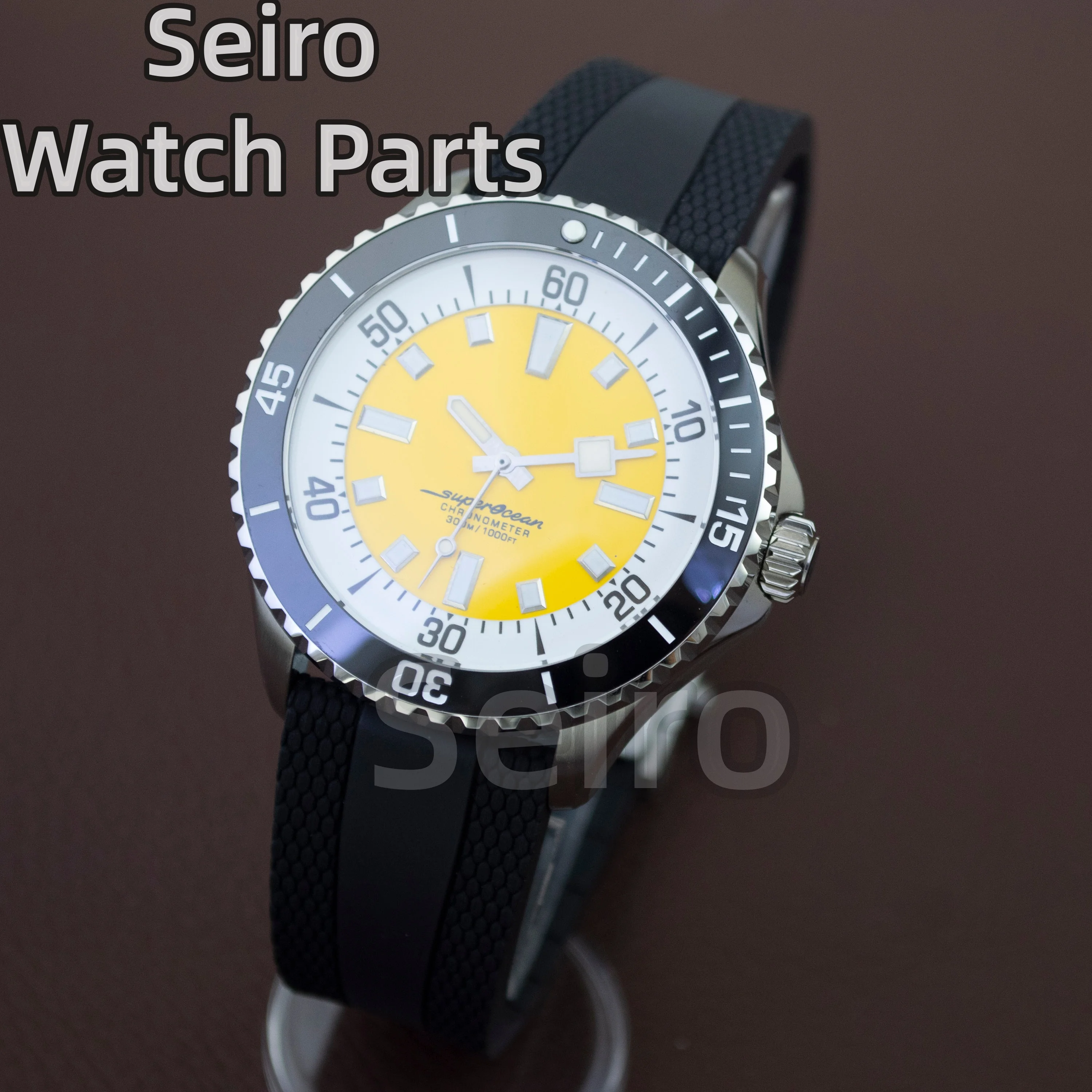 for Superocean NH35 Case Dial Hands Rubber Strap 200m Waterproof Dive Watch Men Case NH35 NH36 Automatic Movement Accessories