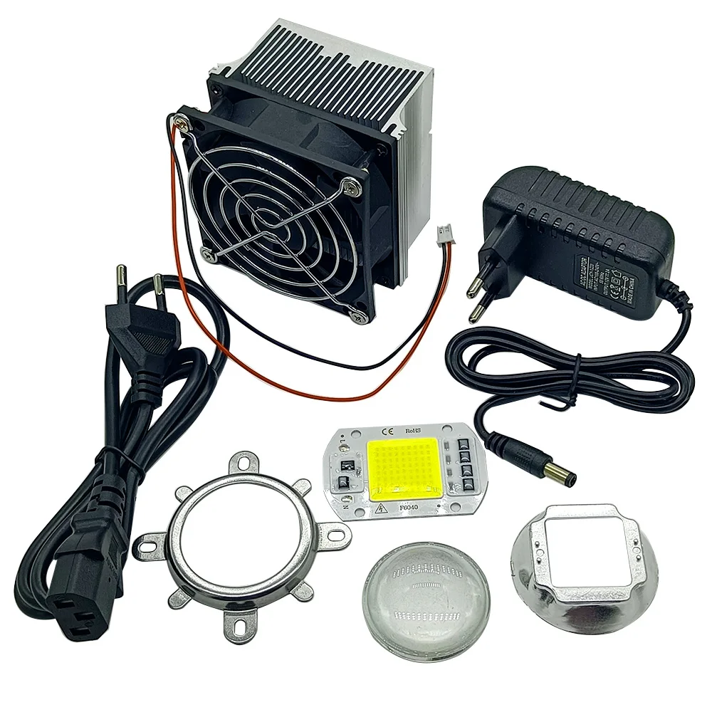 110V/220V 50W white warm white 380NM-840NM Full Spectrum LED+Heatsink Cooler+lens+power+cableme Las parte que faltan.