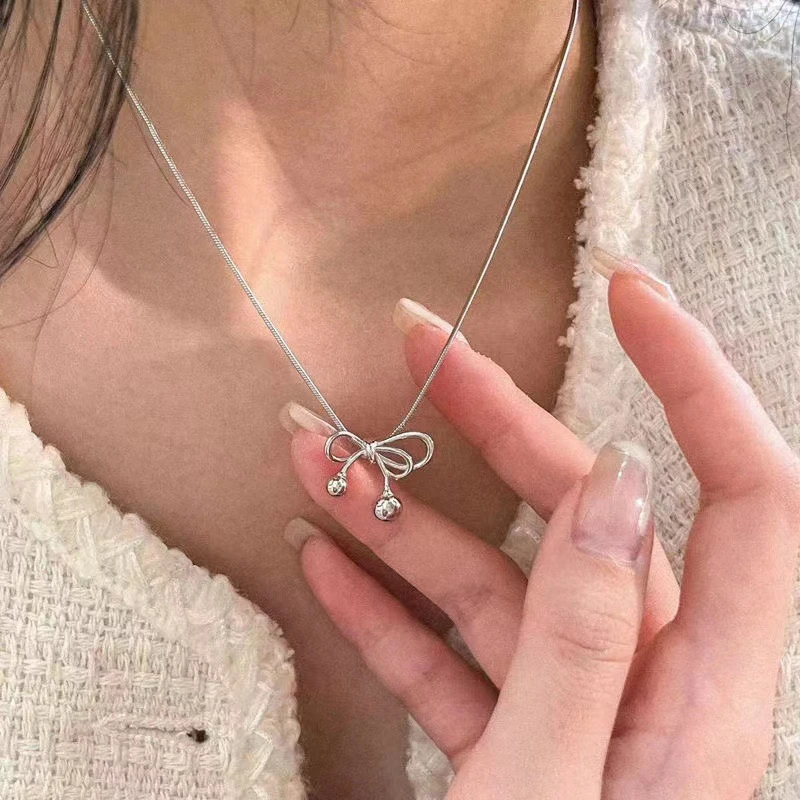 Elegant Bow Necklaces French Ballet Style Tie Sweater Chains Design Inspired High-end Jewelry Beautiful Gift Accessories
