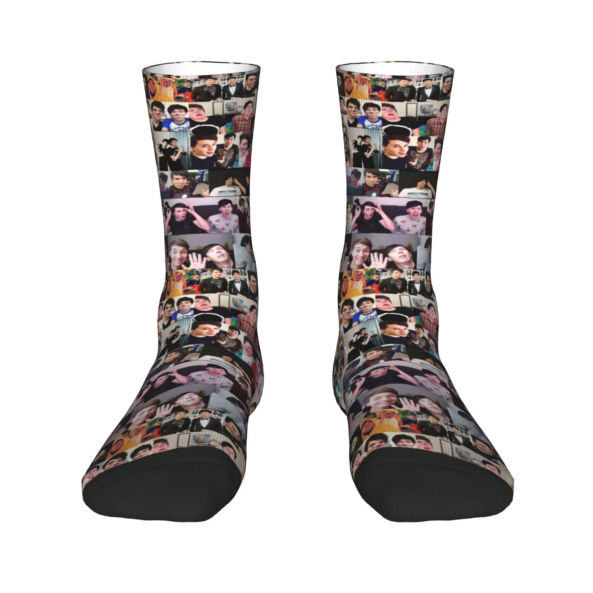 

Дэн и Фил! Носки Harajuku, впитывающие пот чулки, всесезонные длинные носки, аксессуары для мужчин и женщин, рождественские подарки