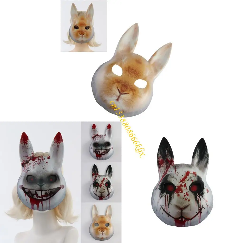 

Breathable Halloween Face Cover Funny Rabbit Design Flexible Friendly Role Play Accessory For Conventions 066C