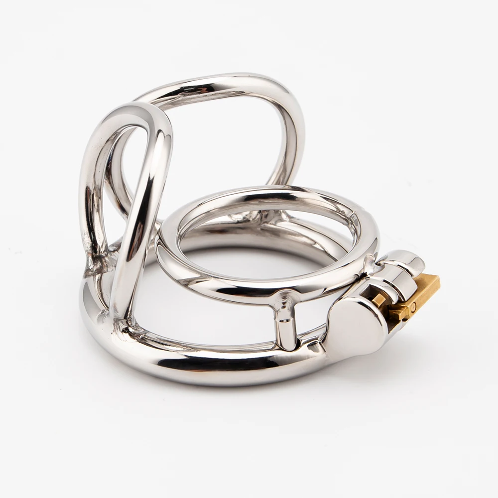 New Stainless Steel Balls Chastity Penis Cage Male Testicle Restraints Cock Cage Penis Ring Lock Device BDSM Sex Toys For Men